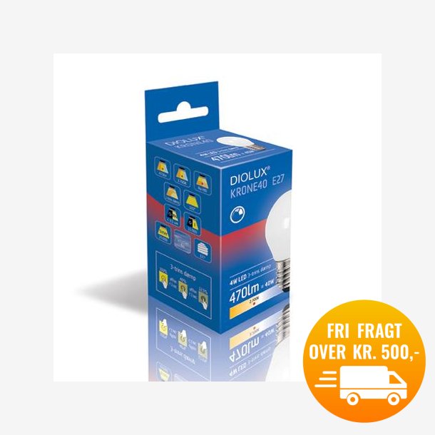 DIOLUX KRONE40 4W 827 E27 470lm 3-trins DIM 