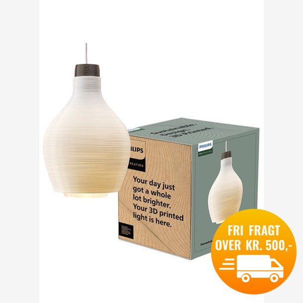 Philips MyCreation 3D - Dropli Closed Droplet - Pendel - Hvid - S - Naturlig foret - Brun accent