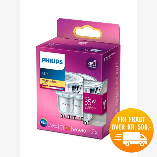 Philips LED Classic Spot - GU10 - 3.5 W - 255 Lumen - 2 stk.